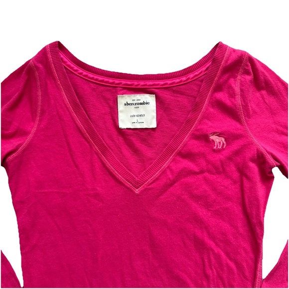 Vintage y2k Abercrombie babydoll fitted sexy striped v neck long sleeve top - Picture 3 of 4